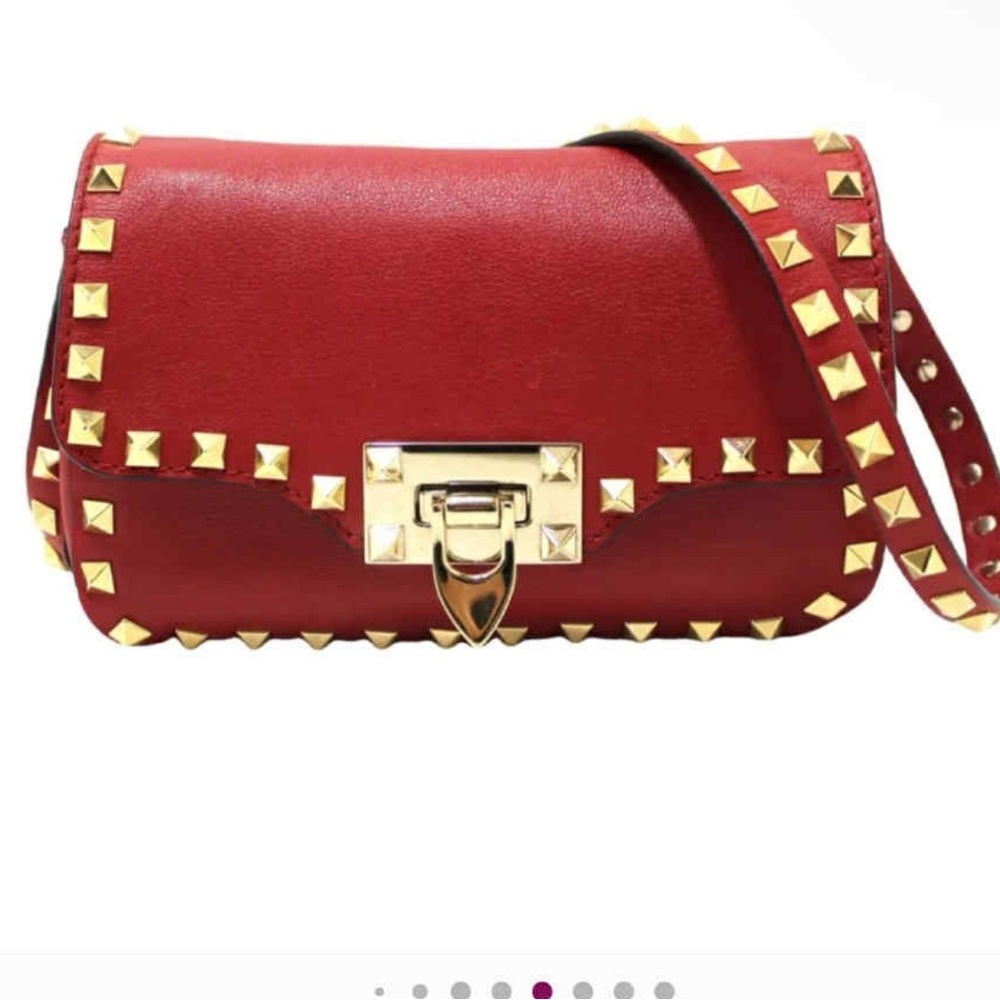 Valentino Garavani Red Crossbody with Gold Studs